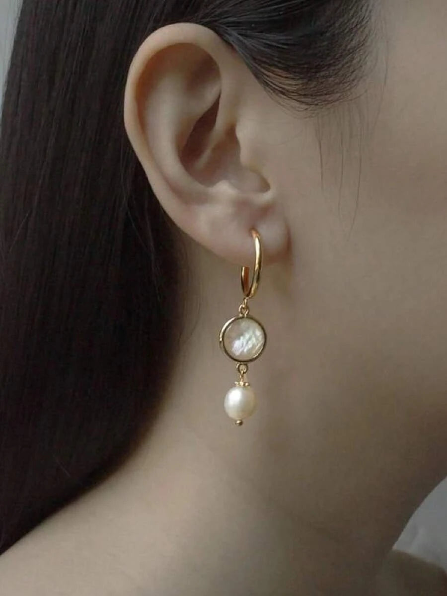 Vintage Gold Moon Drop Earrings