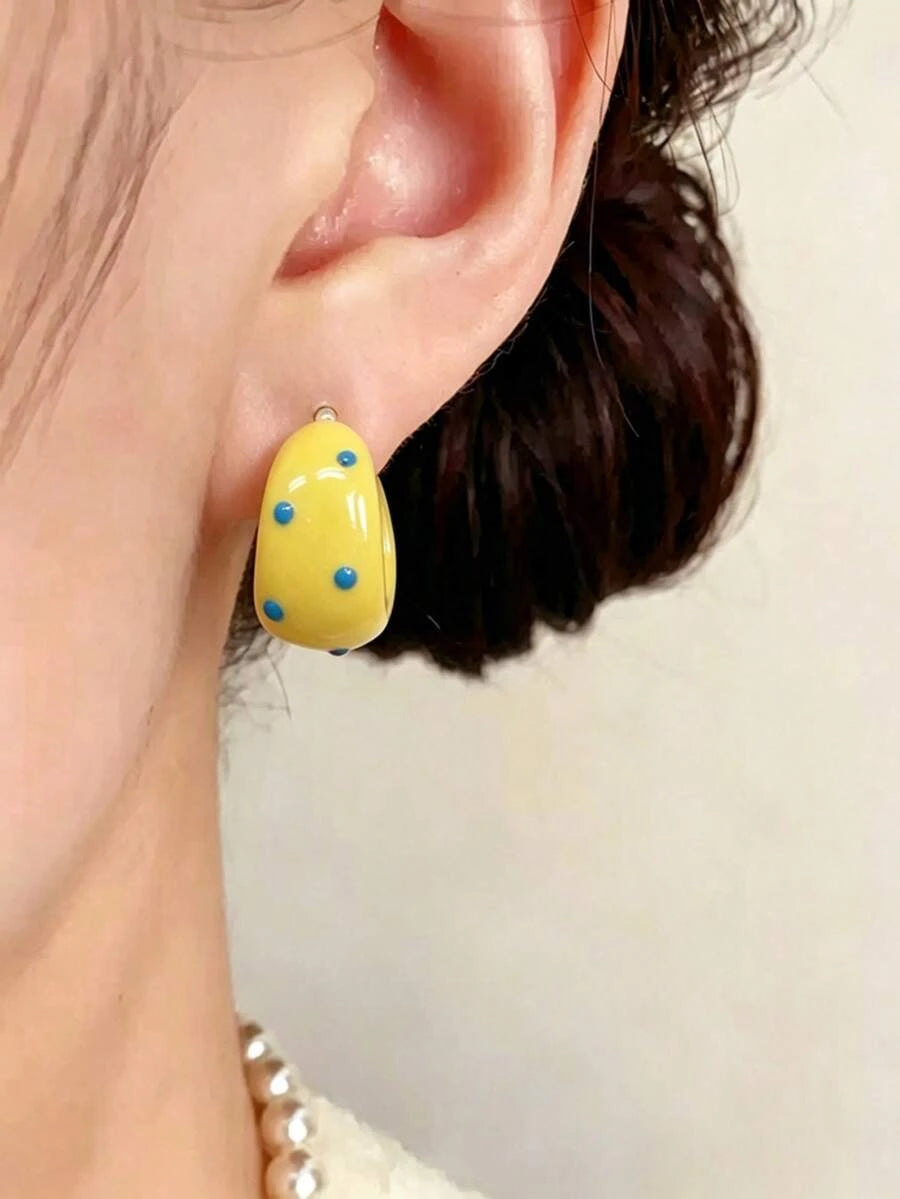 C-Shaped Polka Dot Earrings