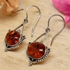 Geometric Inlaid Gemstone Drop Earrings