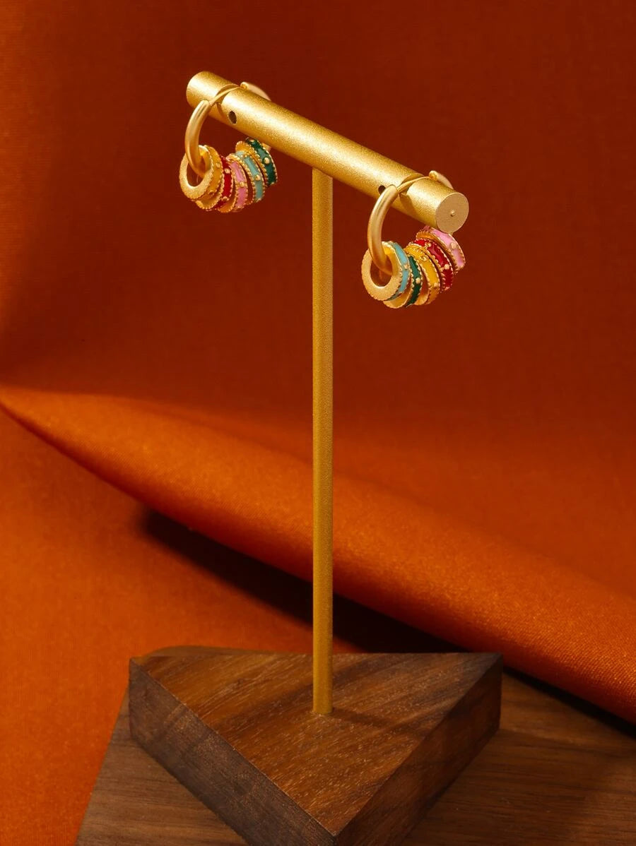 Copper Alloy Macaron Gold Earrings