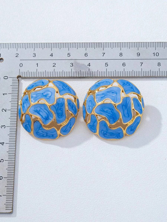 Vintage French Style Enamel Stud Earrings