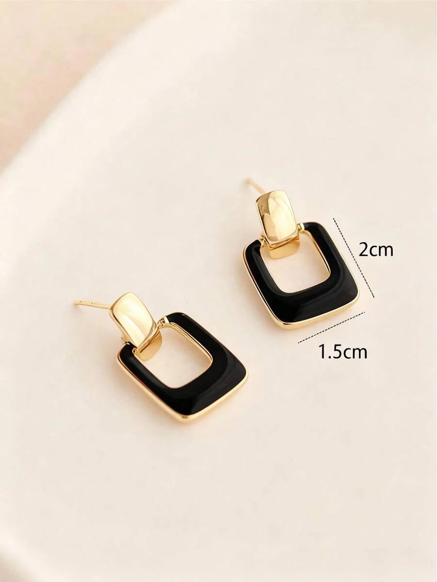 Burgundy Square Drop Earrings