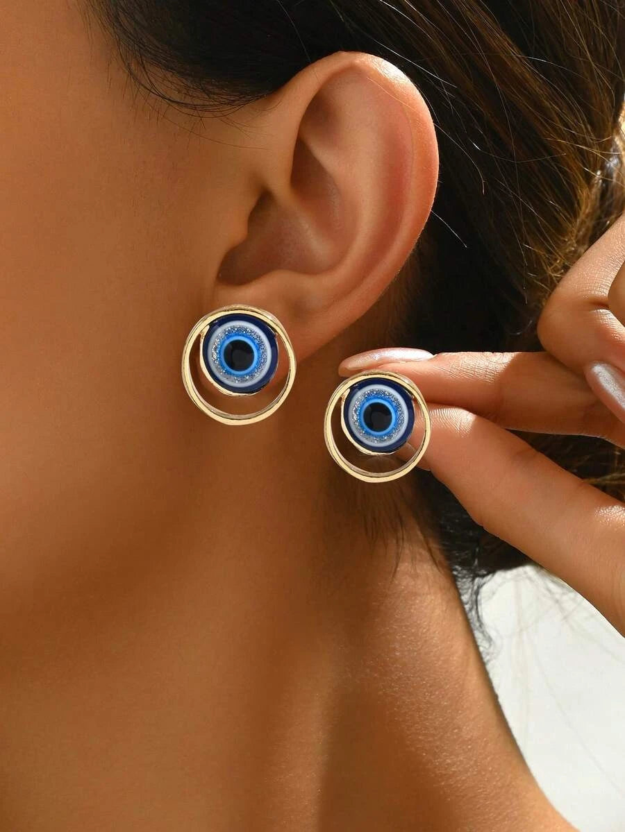 Minimalist Turkish Blue Eye Earrings
