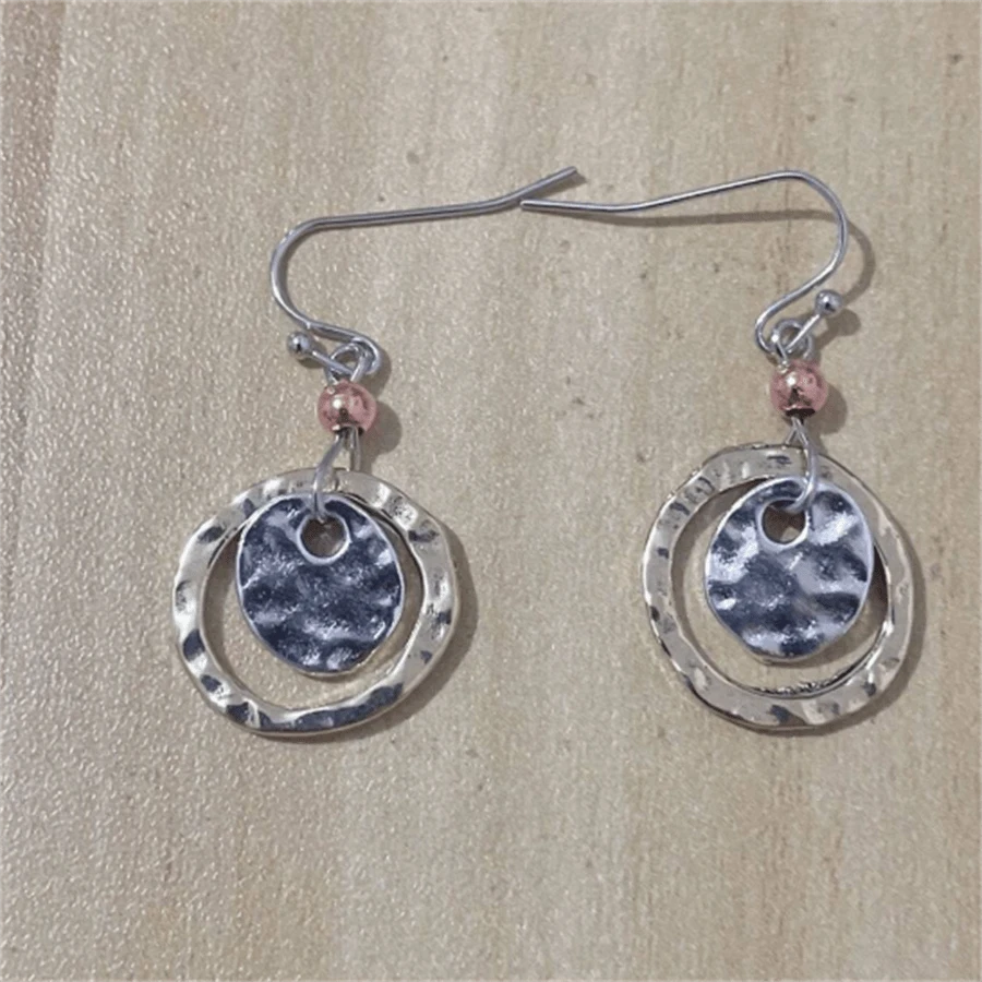Bohemian Vintage Hollow Round Pendant Earrings