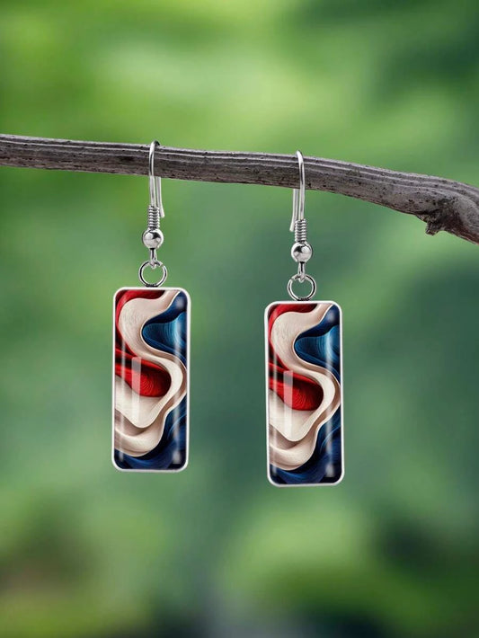 Abstract Wave Teardrop Earrings