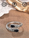 Sterling Silver Black Agate Spoon Ring