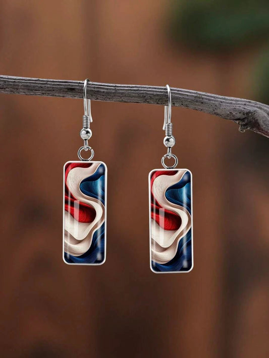Abstract Wave Teardrop Earrings