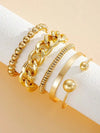 Golden Bead Faux Pearl Bracelet Set