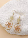 Dried Flower Resin Oval Earrings
