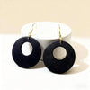Vintage Wooden Hollow Round Pendant Earrings