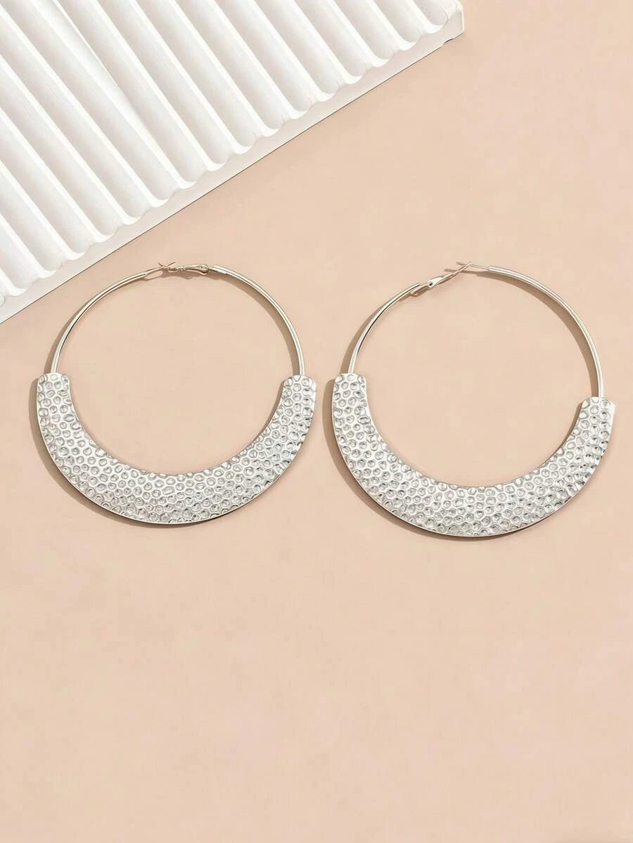 Porcelain Print Hammered Hoop Earrings