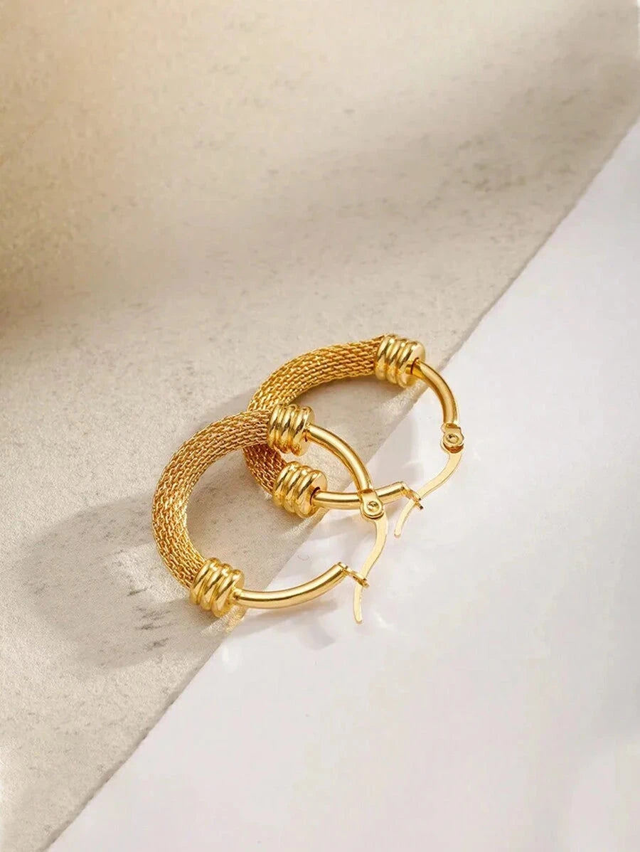 Vintage Stainless Steel Hoop Earrings