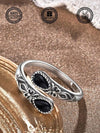 Sterling Silver Black Agate Spoon Ring