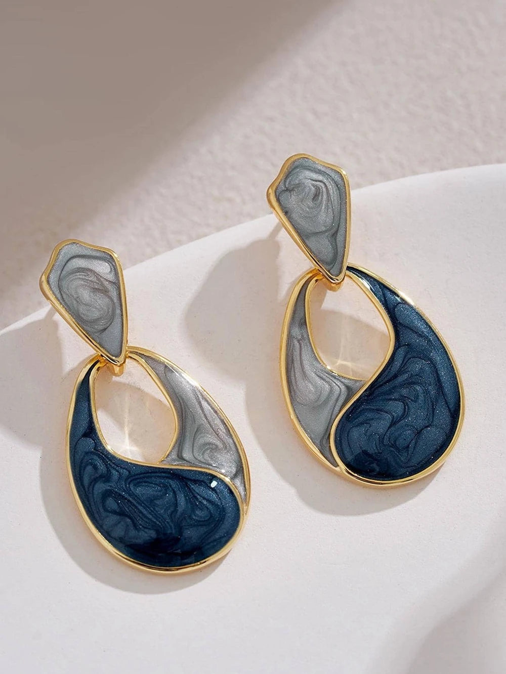 Two Tone Drop Earrings