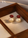 Gold Plated Faux Pearl Stud Earrings