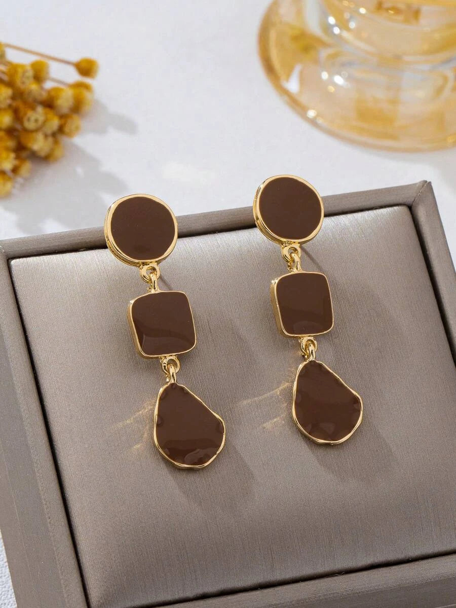 Vintage Geometric Asymmetrical Drop Earrings
