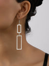 Silver Rectangle Drop Earrings