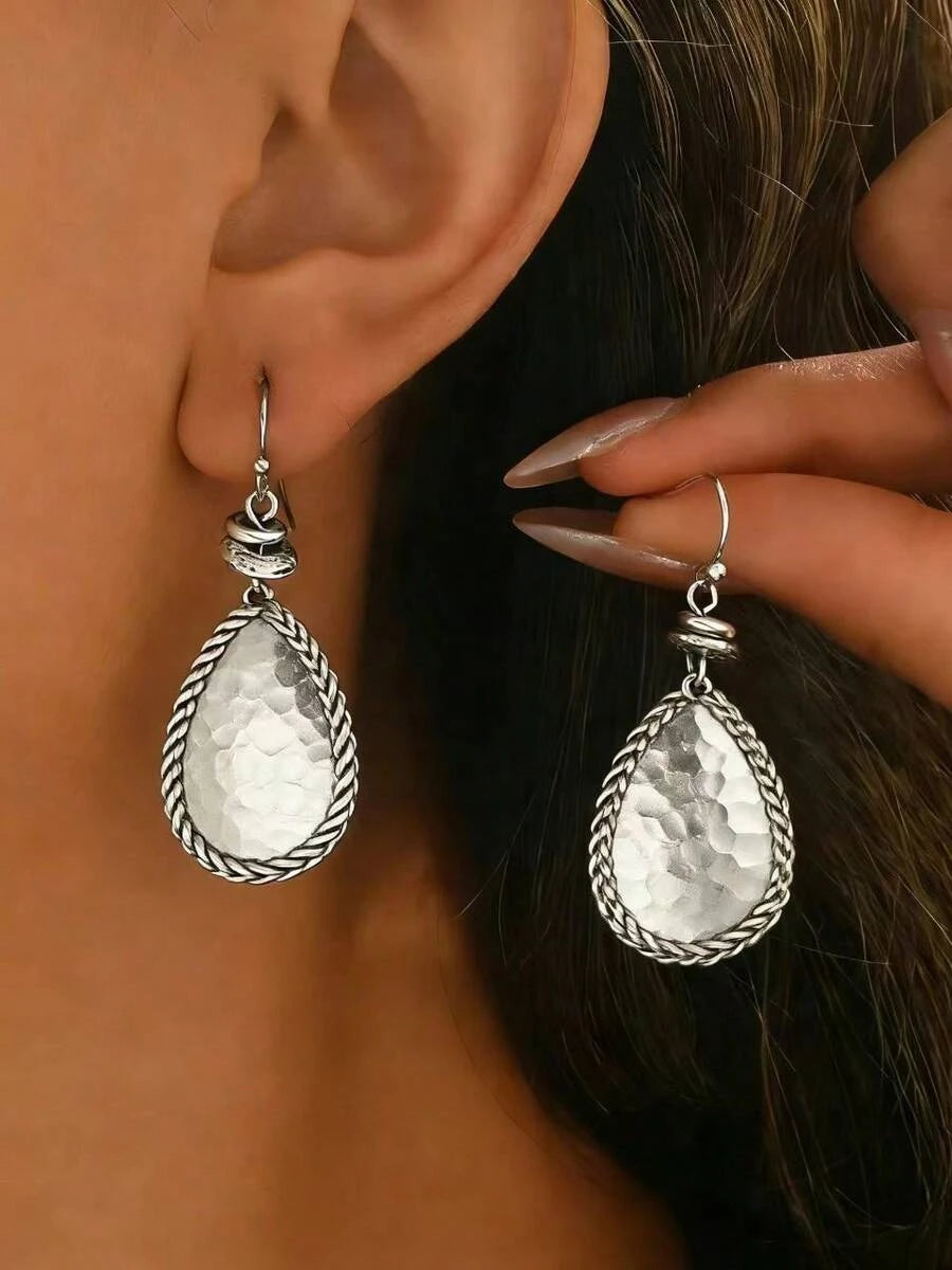 Vintage Hammered Round Pendant Earrings