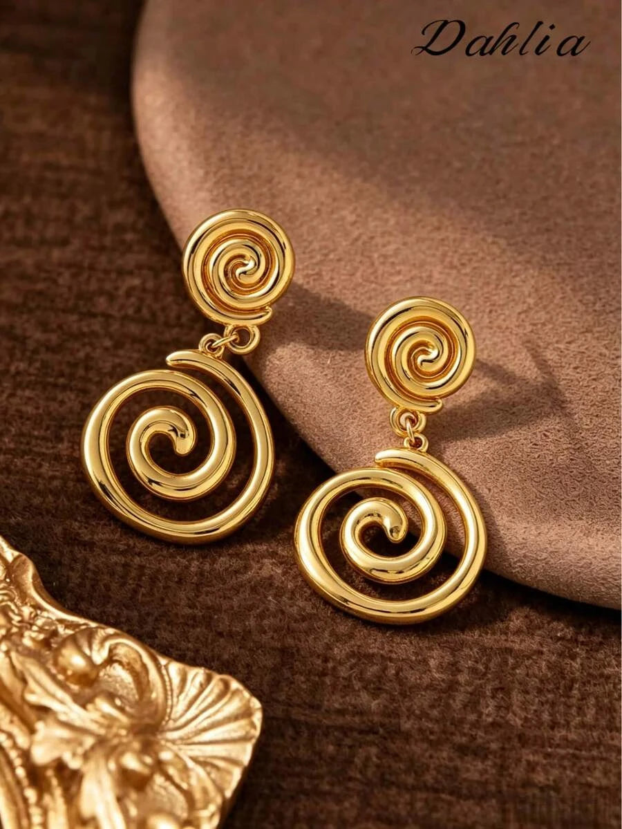 Gold Abstract Swirl Earrings