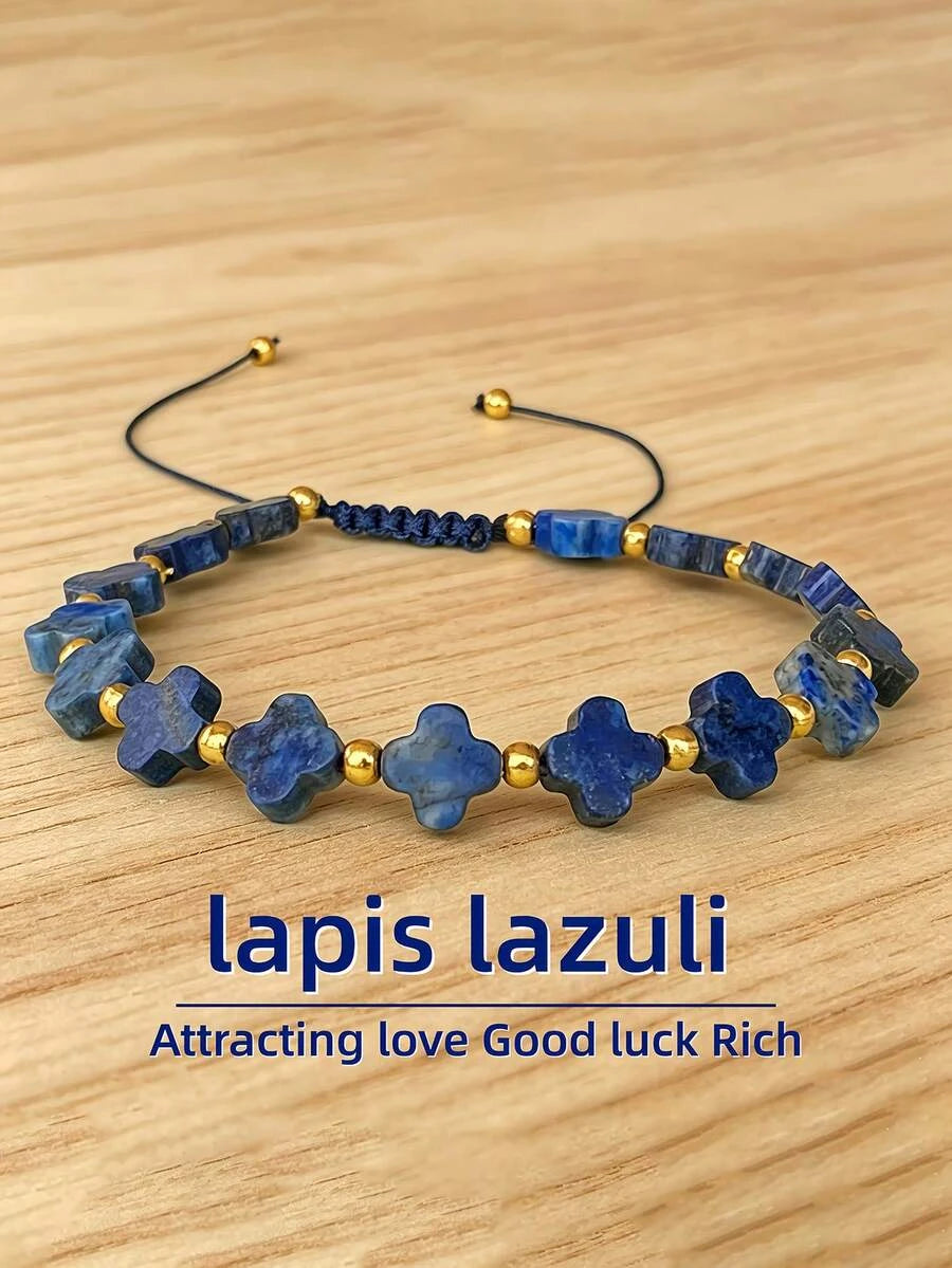 Bohemian Lapis Lazuli Clover Bracelet