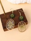 Dried Flower Resin Oval Earrings