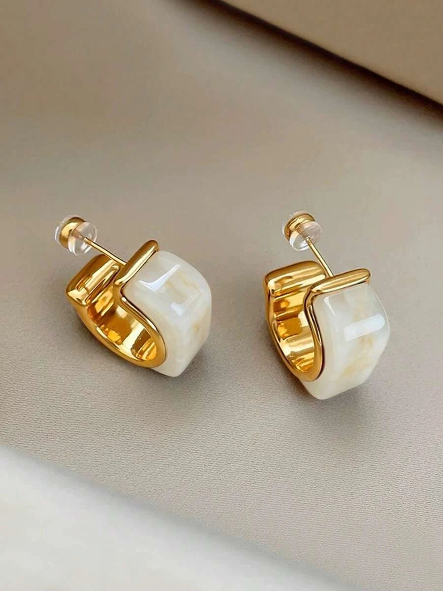 Resin C-Shaped Hoop Earrings
