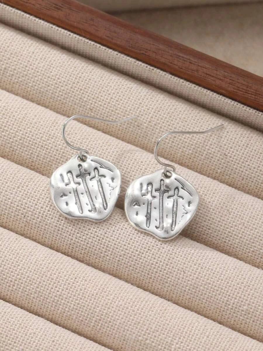 Vintage Silver Asymmetrical Drop Earrings