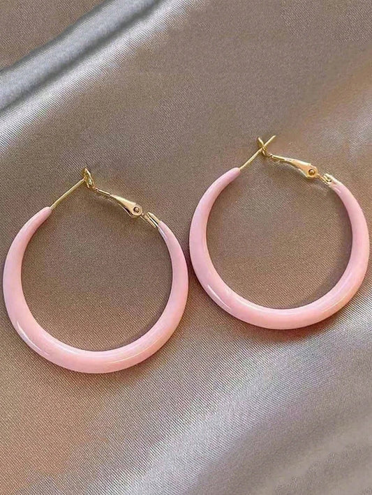 Vintage Pink Enamel Earrings