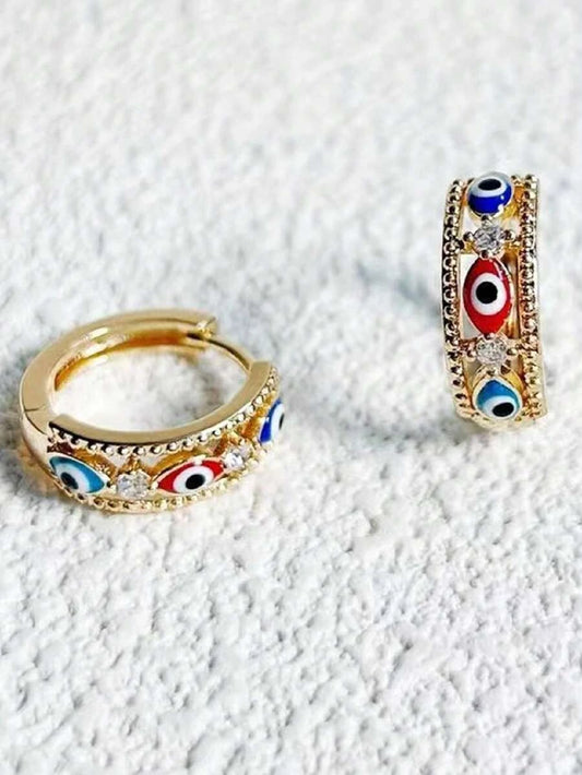 Vintage Gold Evil Eye Zirconia Earrings
