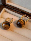 Vintage Artificial Tiger Eye Hoop Earrings