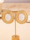 Geometric Textured Pearl Drop Earrings
