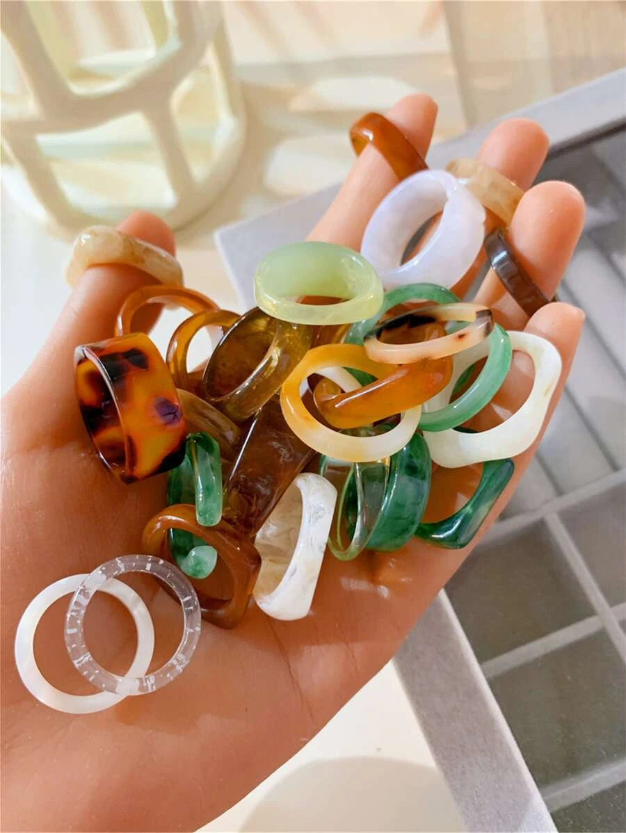 Chunky Resin Ring Set