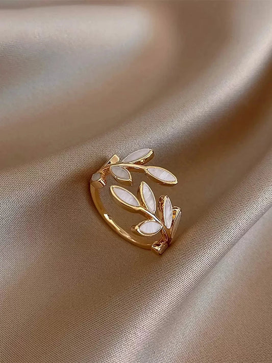 Color Block Leaf Cuff Ring