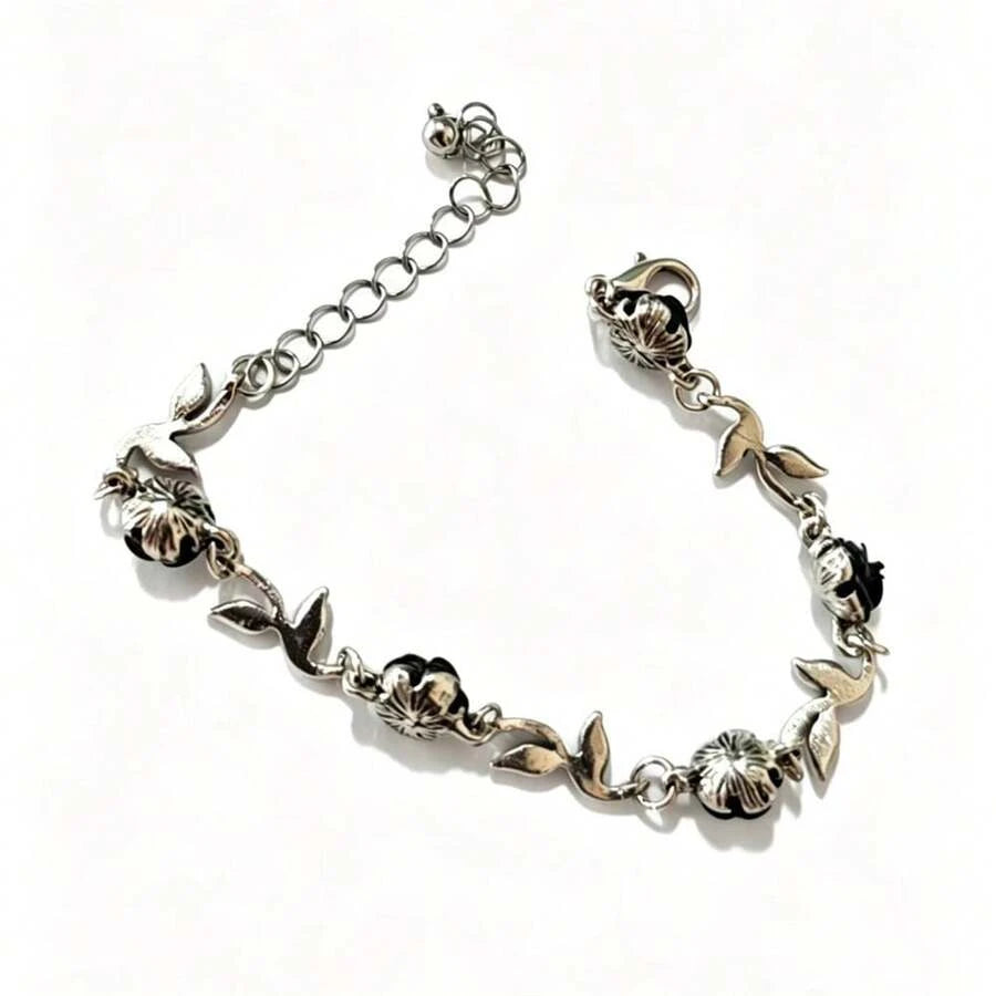 Minimalist Black Rose Bracelet