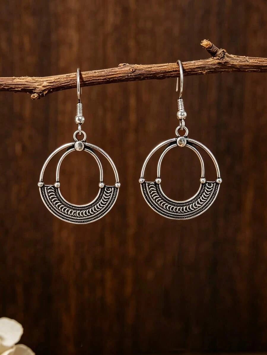 Bohemian Vintage Carved Double Hoop Earrings