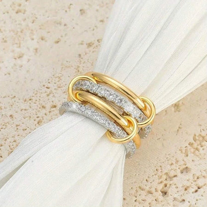 Two-Tone Stacked Zirconia Ring