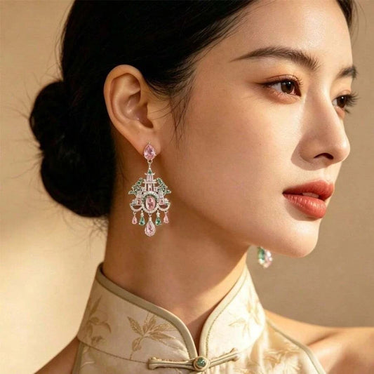 Enamel Pagoda Stud Earrings