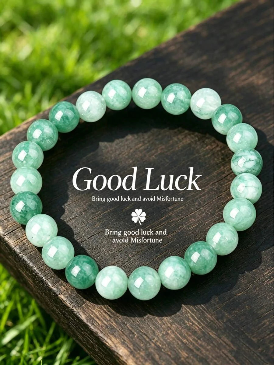 Natural Green Jade Beaded Bracelet