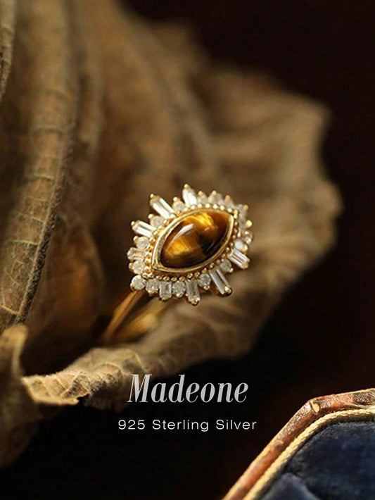 Vintage Crocodile Eye Sterling Silver Ring
