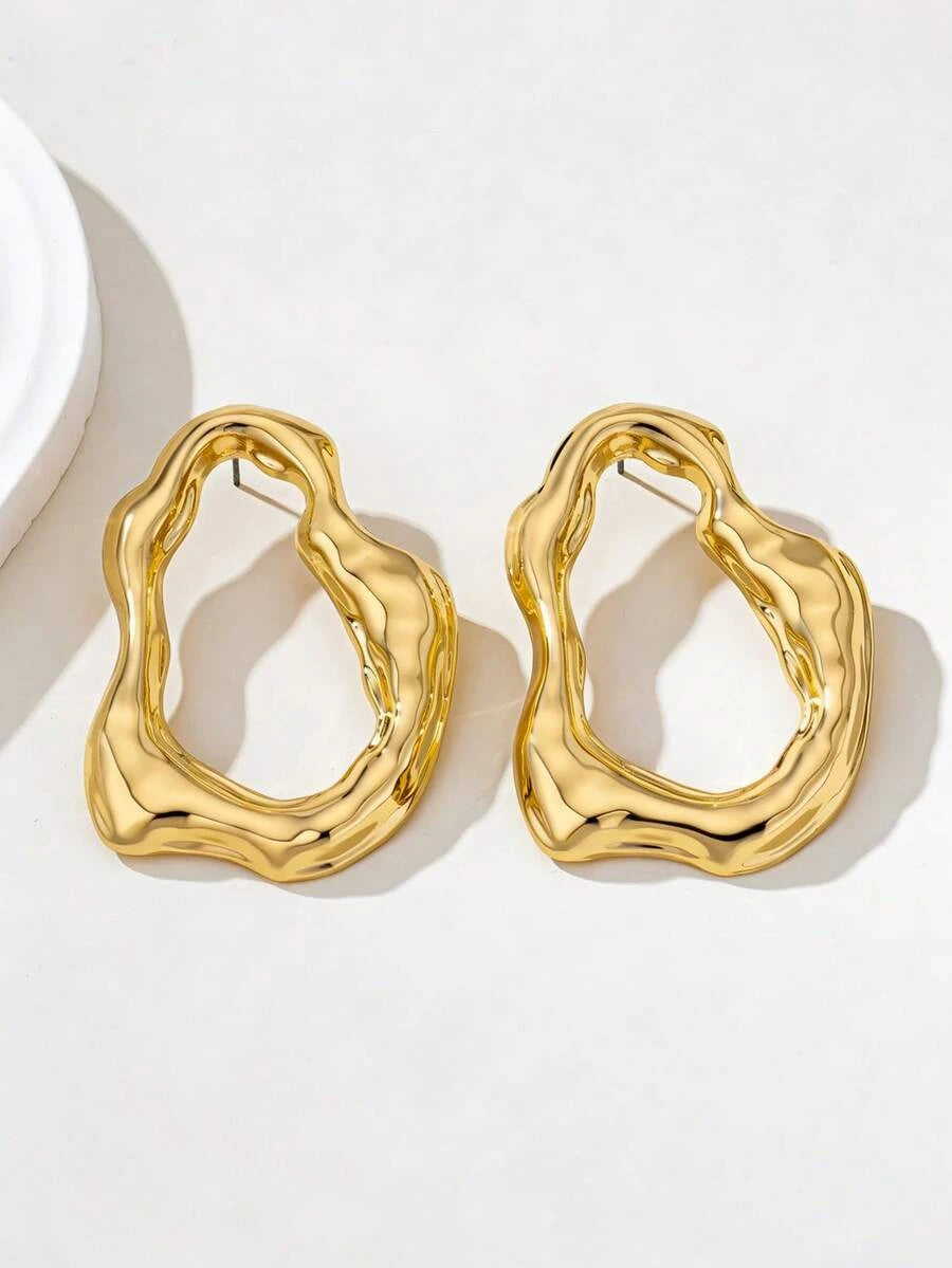 Asymmetrical Hollow Metal Earrings