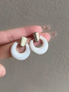 Vintage White Drip Geometric Earrings