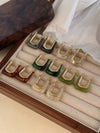 Retro U-Shaped Resin Hoop Earrings