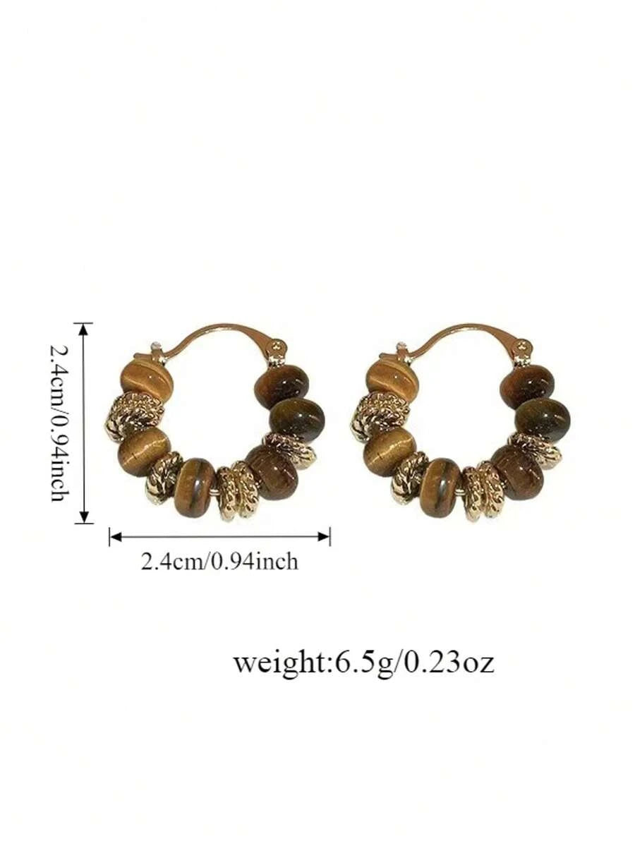 Retro Chinese Style Blue Beaded Earrings