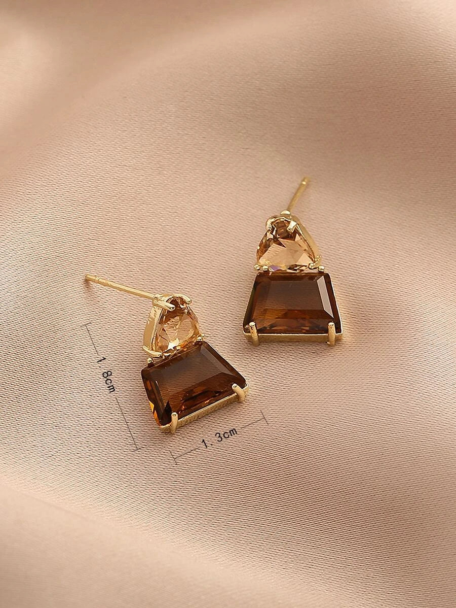 Andkiss Geometric Crystal Drop Earrings