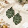 Wood Lace Pattern Carved Drop Earrings