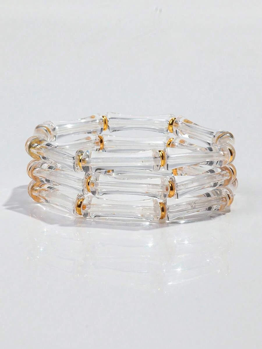 Bohemian Acrylic Marble Beaded Bracelet Set