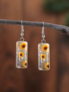 Vintage Sunflower Print Drop Earrings