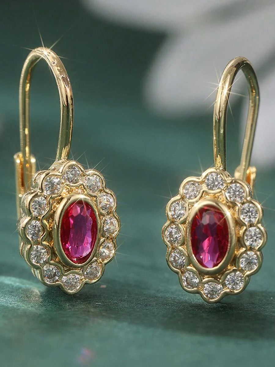 Classic Oval Zirconia Pendant Earrings