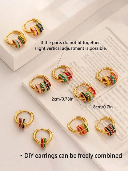 Geometric Enamel Hoop Earrings
