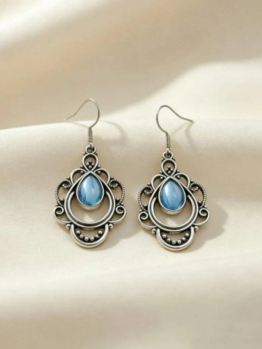 Vintage Bohemian Teardrop Gemstone Earrings